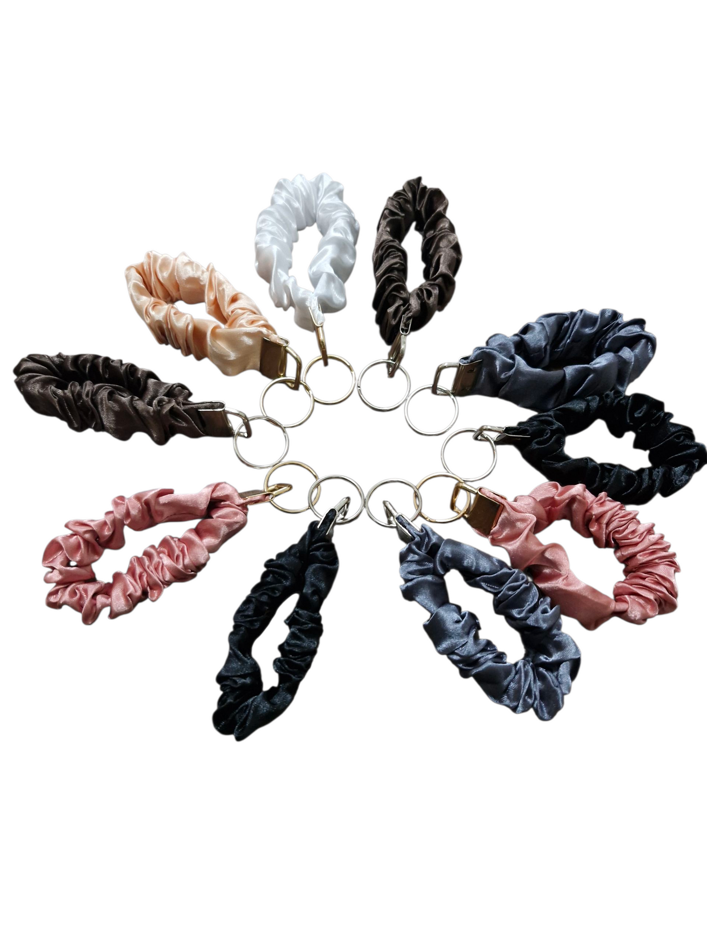 2 piece elastic hair ties with keyring chain,