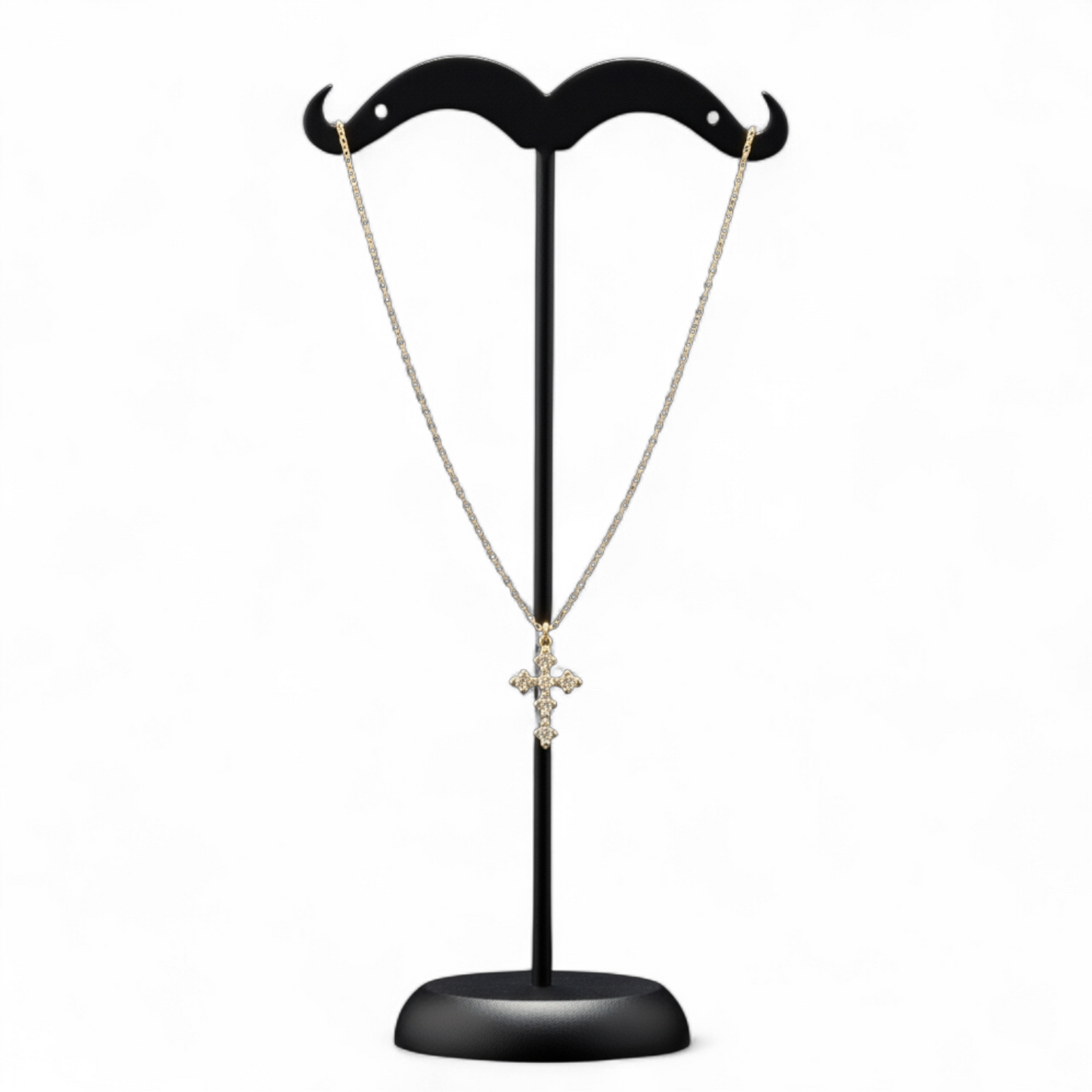 Gold-Tone Crystal Cross Necklace