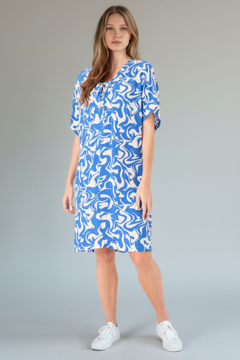 Blue and white summer dress – Naazo Trading