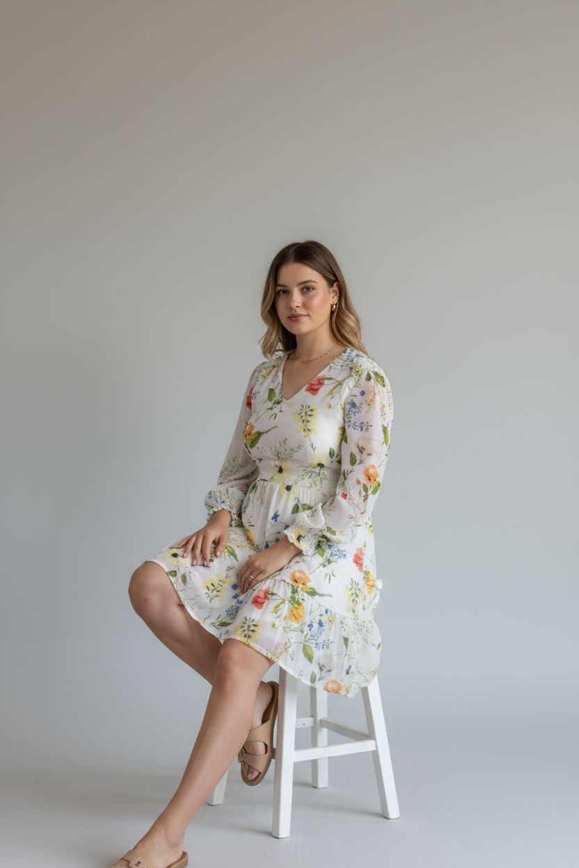 Cream and floral dress