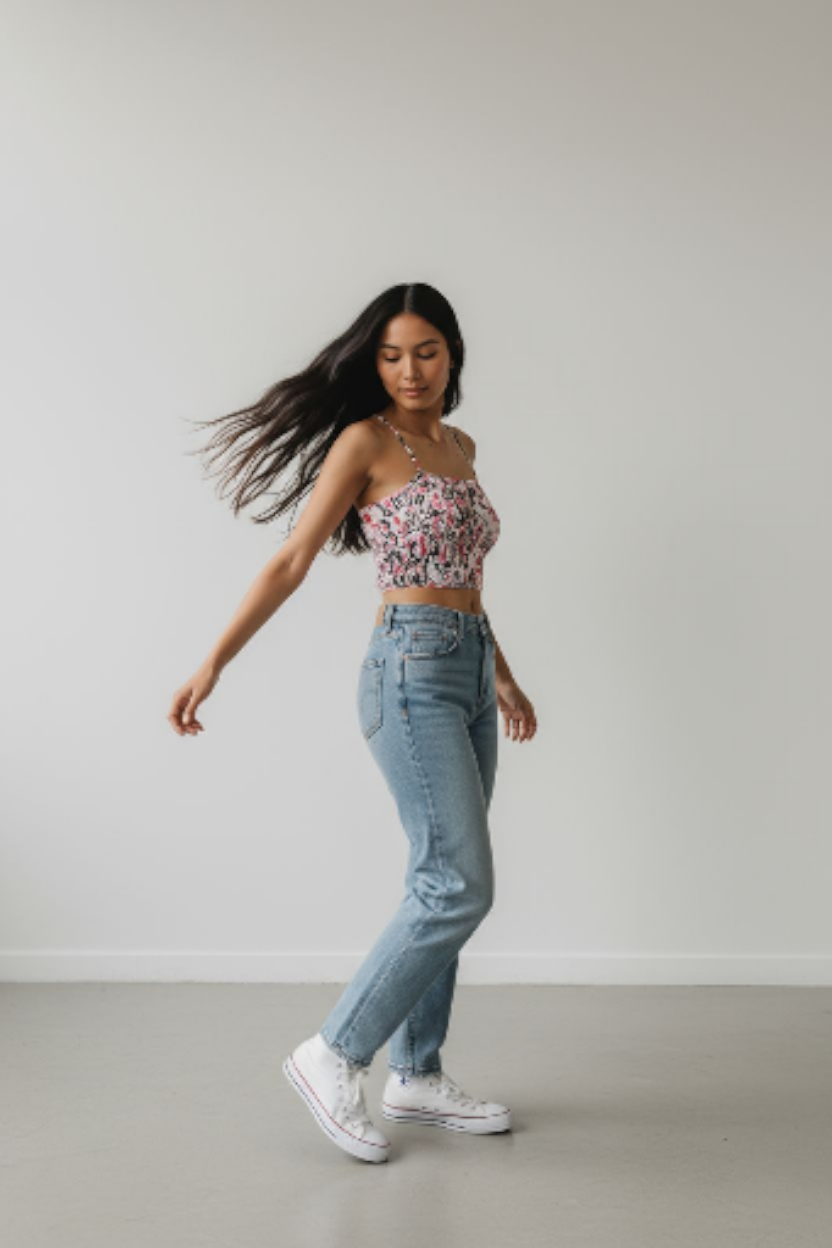 Abstract Print Cami Crop Co-Ord - Pink Multi