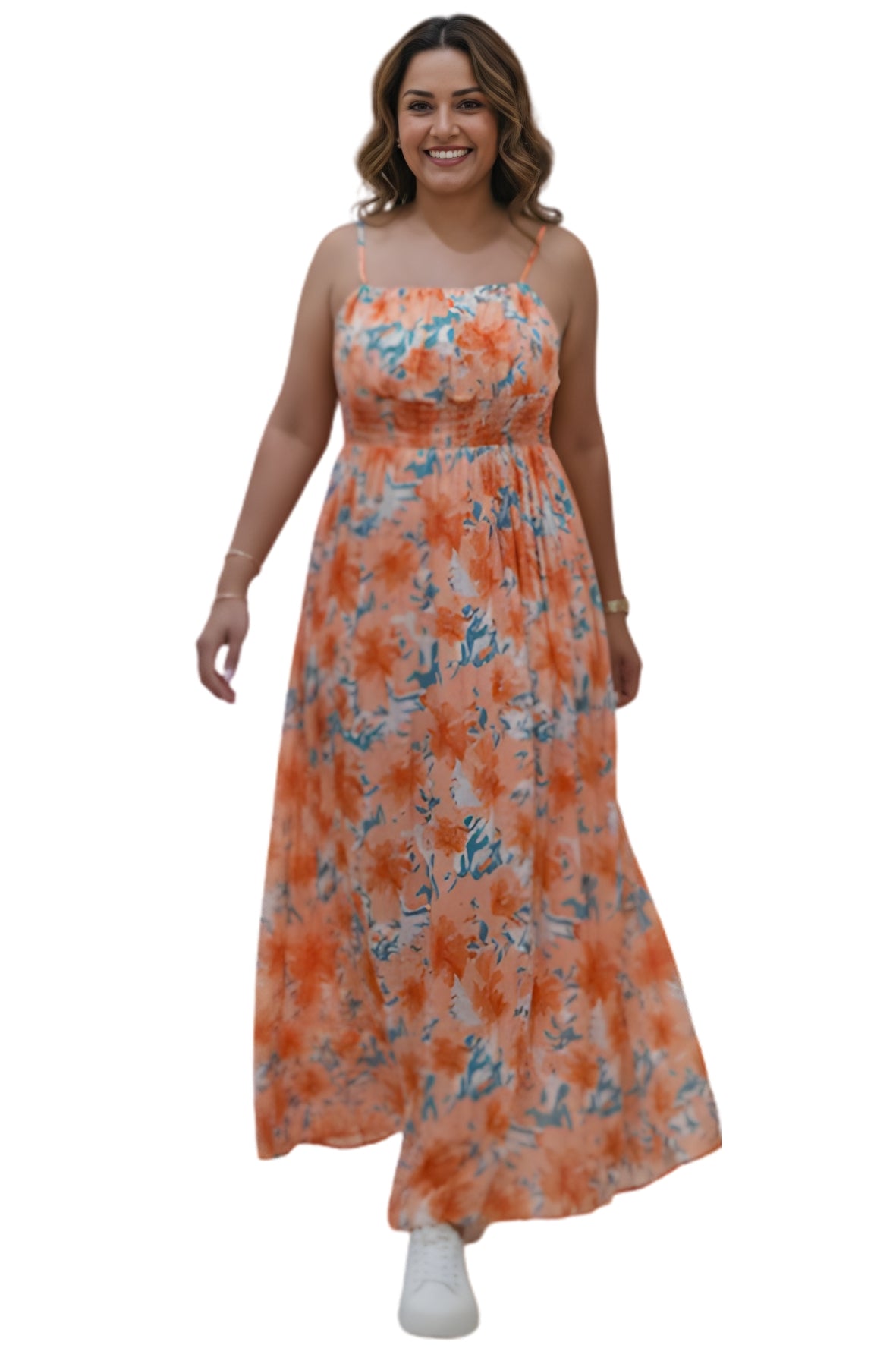 Long dress with pleats