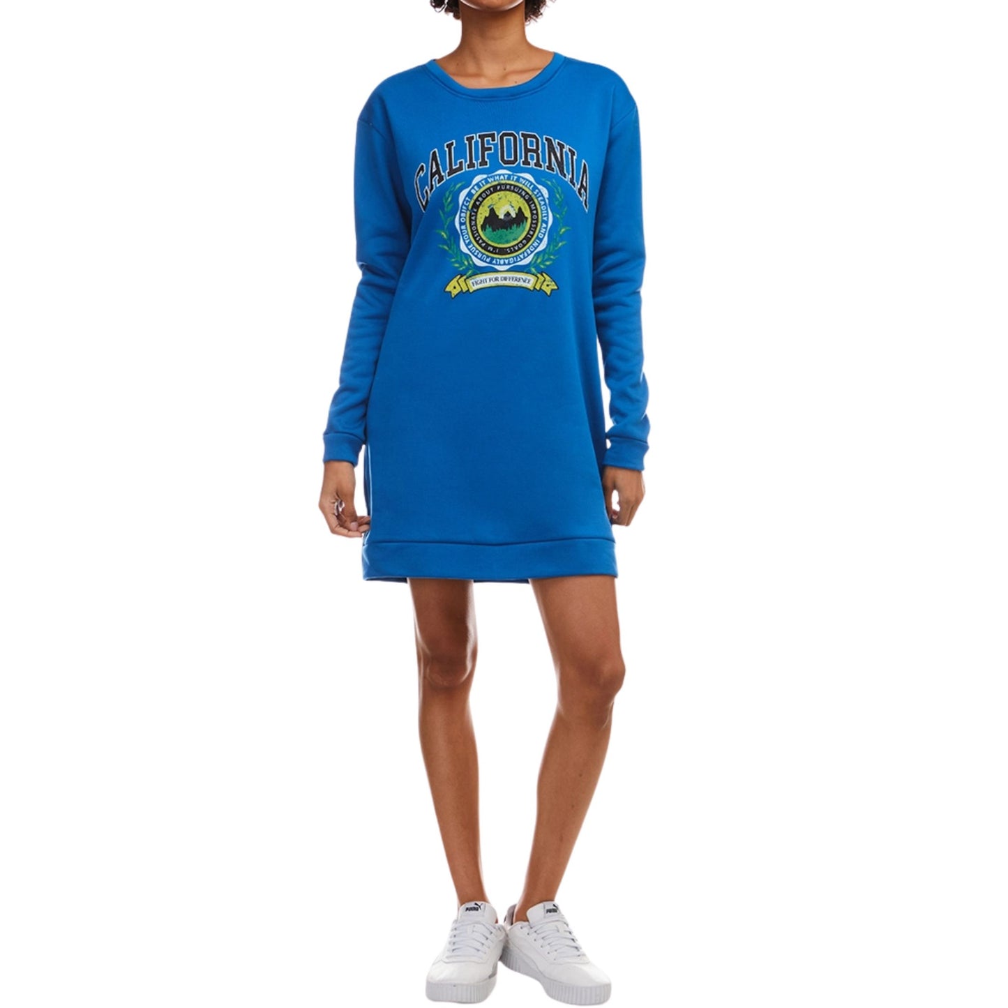 Blue Graphic Print Sweatshirt California Dress