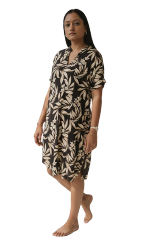 T Shirt Dress  with  cream flowers