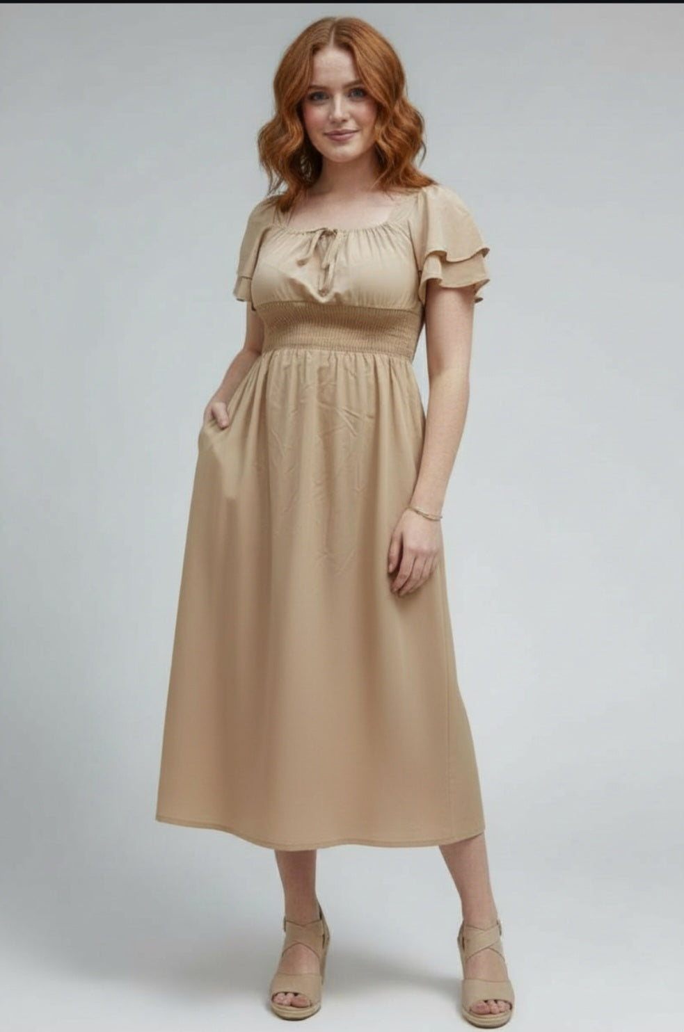 Naazo Sunset Breeze Midi Dress – Orange 🧡