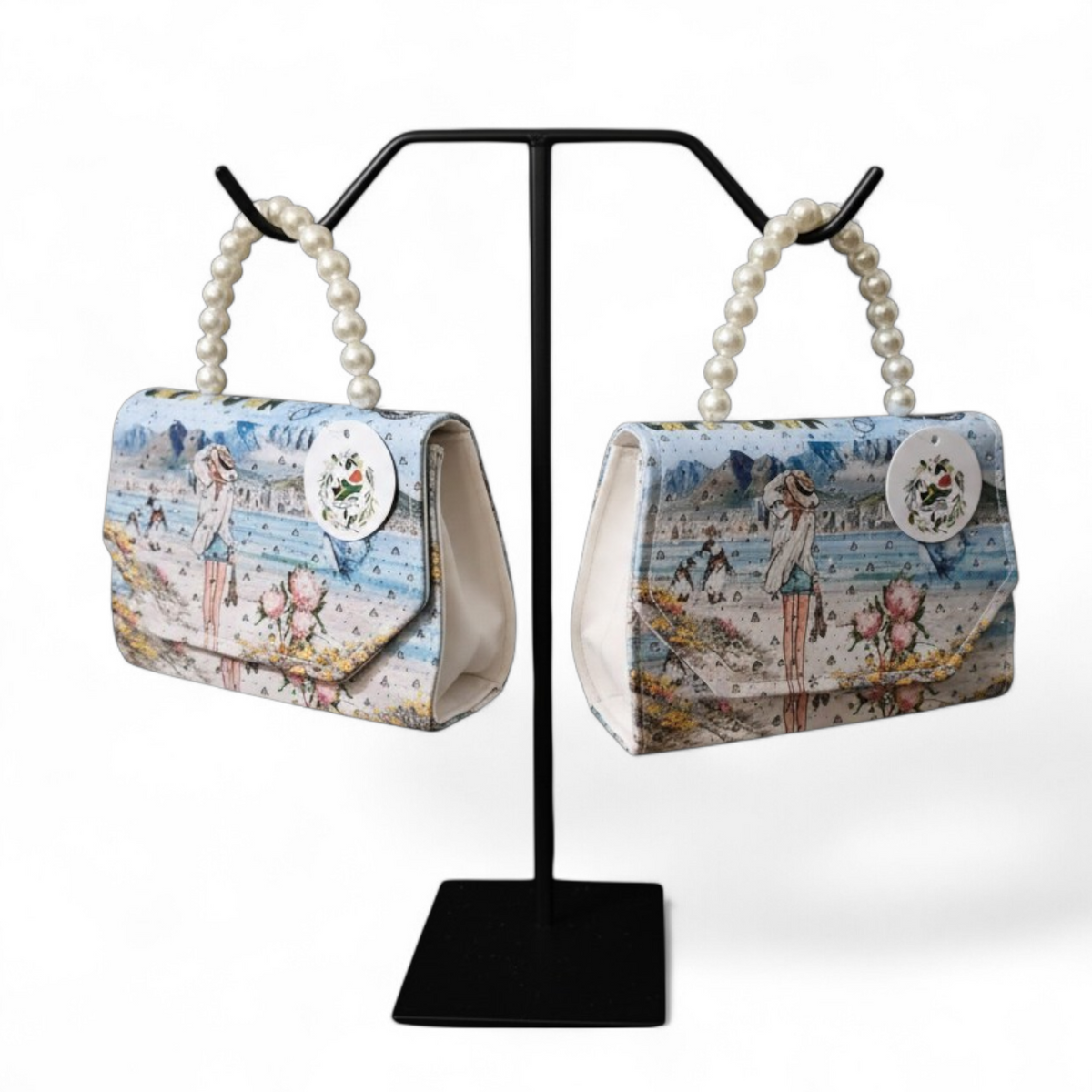 Coastal Pearl Mini Handbag with Crossbody Chain