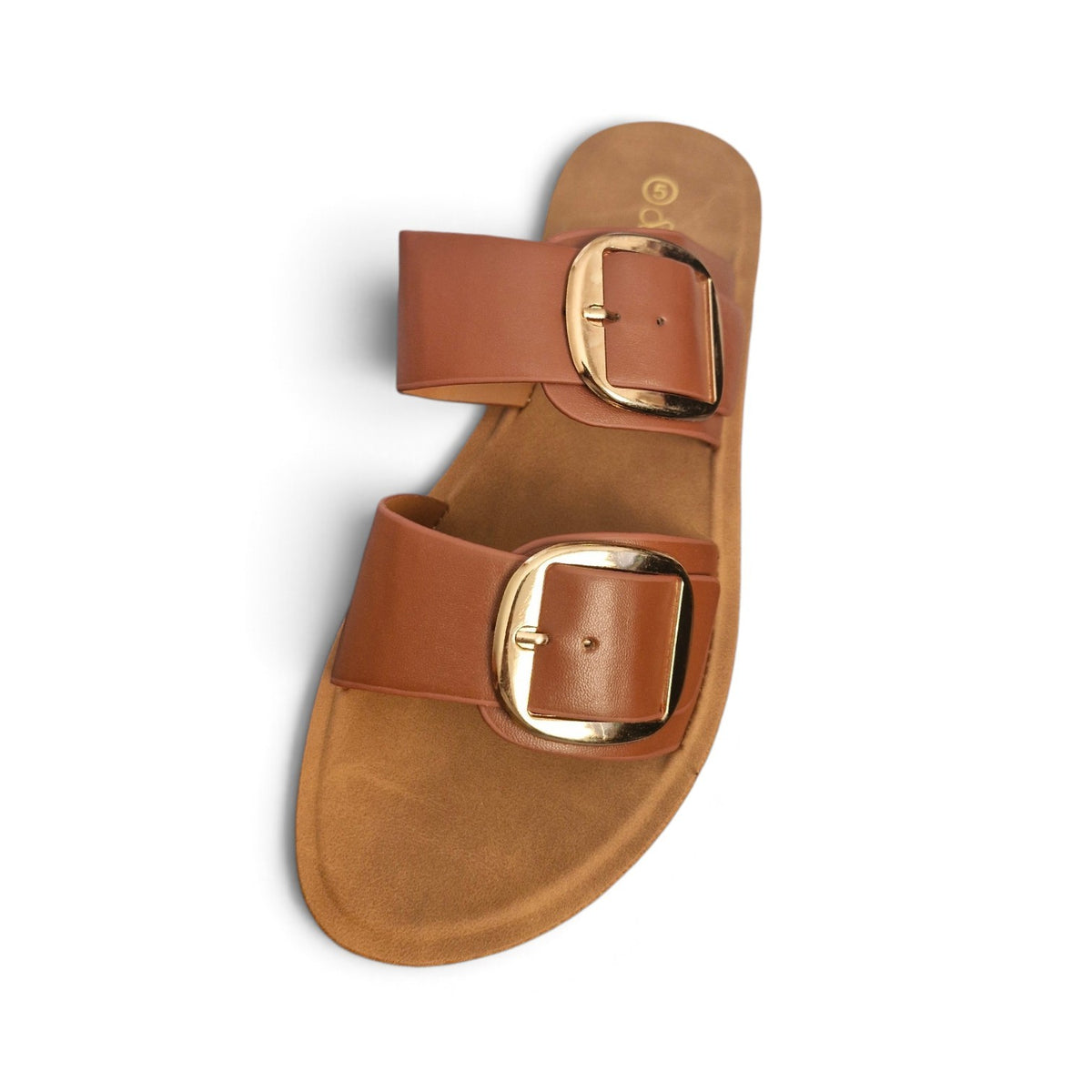 Naazo Elegant Buckle Slide Sandals – Tan