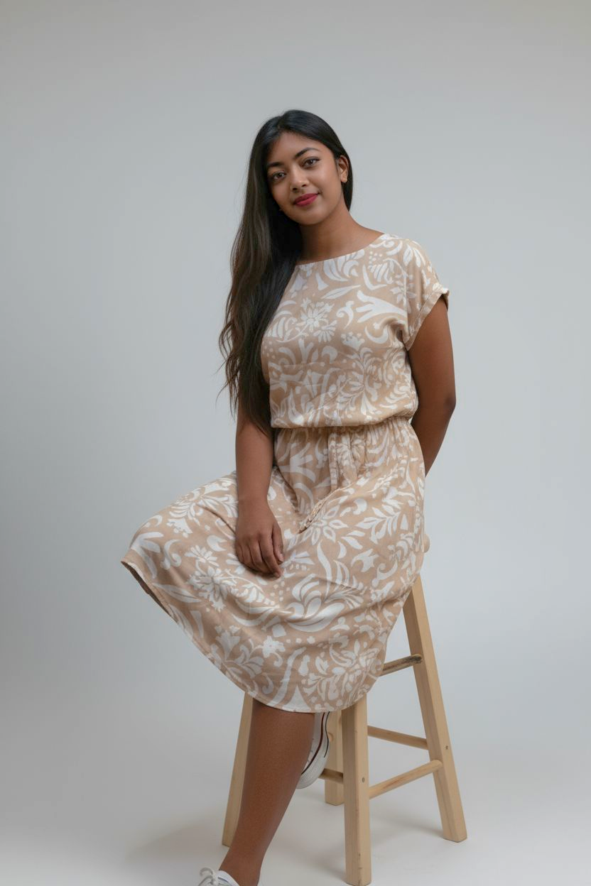 Women’s Beige Floral Casual Dress