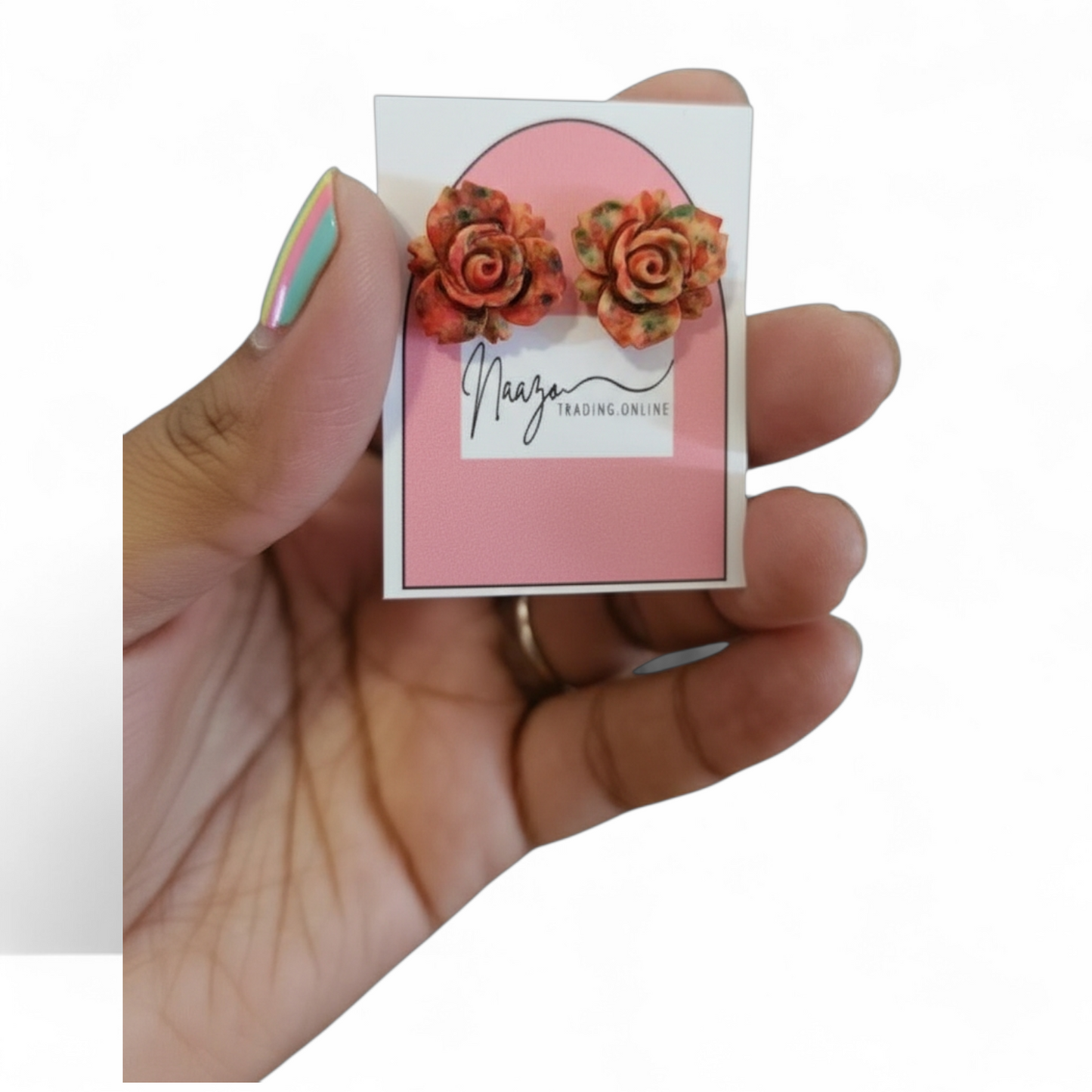Multi coloured rose stud