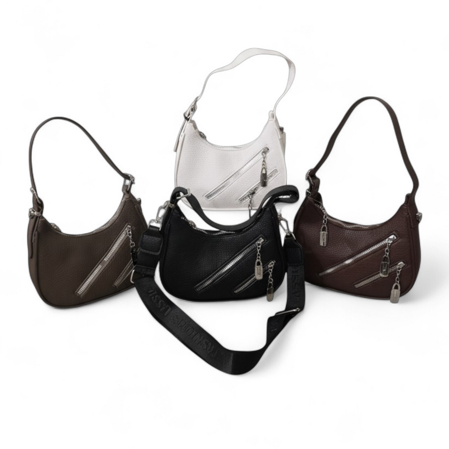 Textured Shoulder Bag with Chain Detail