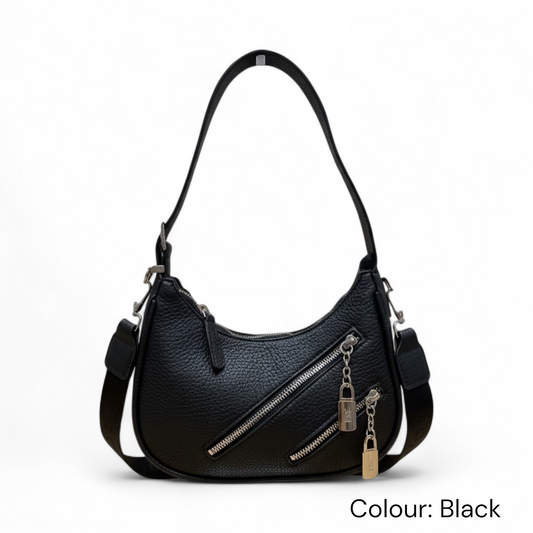 Textured Shoulder Bag with Chain Detail