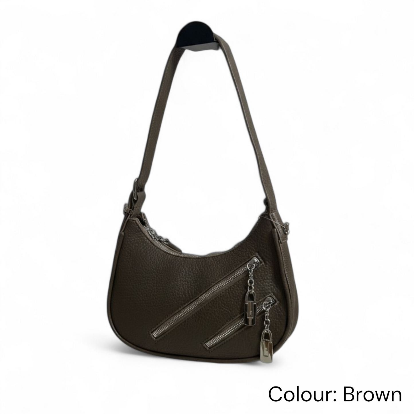 Textured Shoulder Bag with Chain Detail