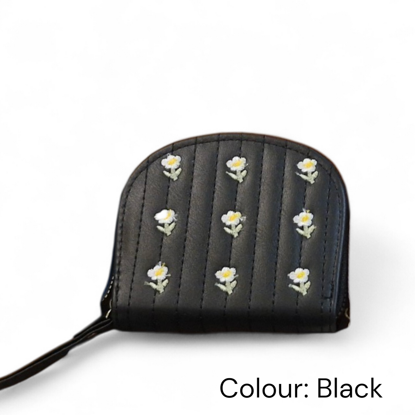 Floral Quilted Zip-Around Mini Wallet