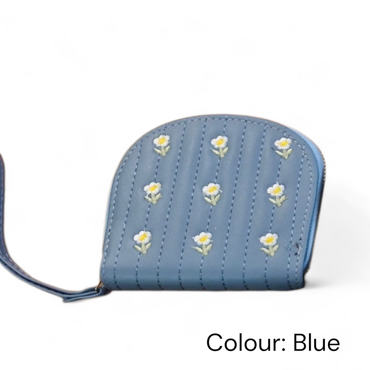 Floral Quilted Zip-Around Mini Wallet