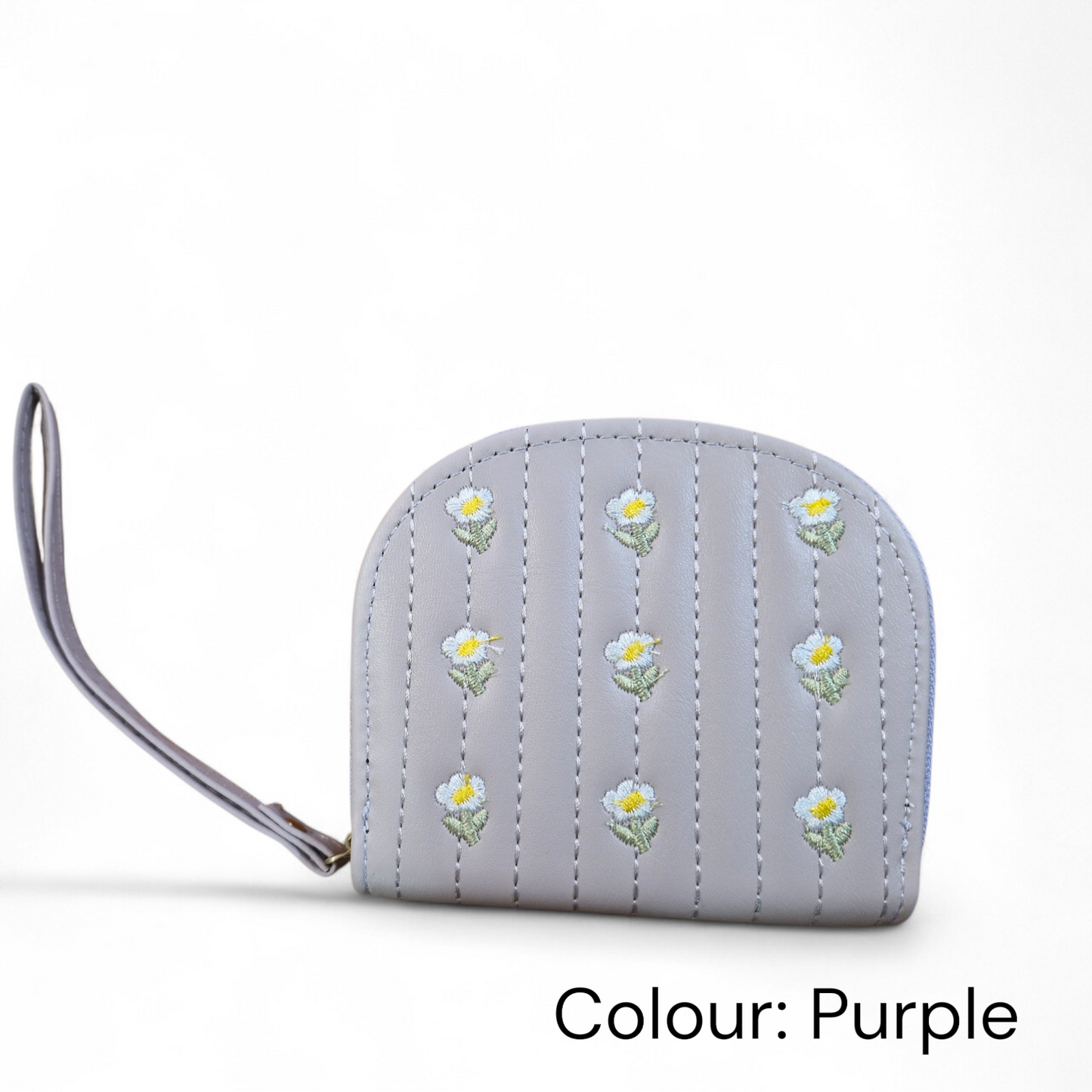 Floral Quilted Zip-Around Mini Wallet