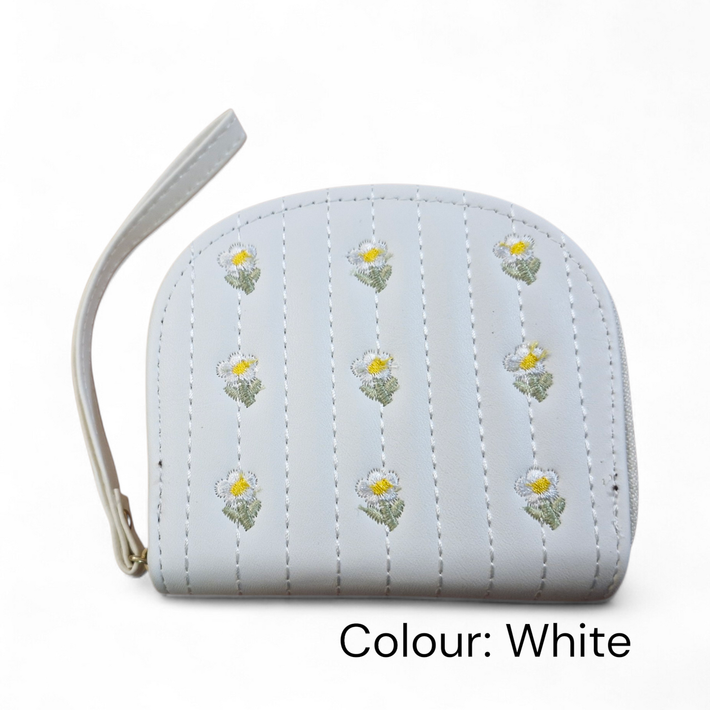 Floral Quilted Zip-Around Mini Wallet