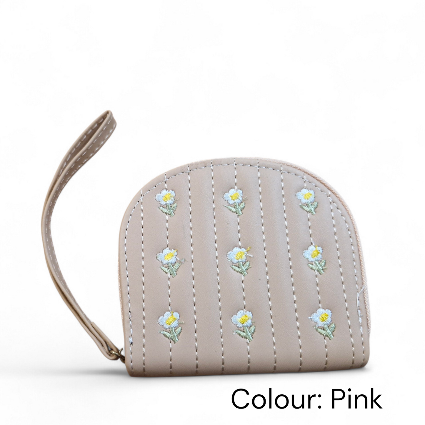 Floral Quilted Zip-Around Mini Wallet