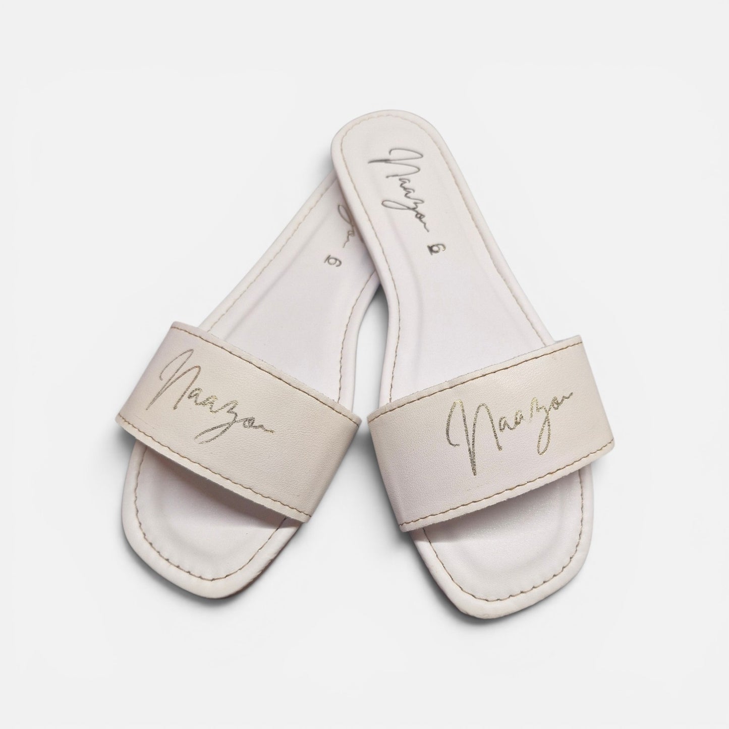 Naazo Signature Comfort Slides – Ivory Cream