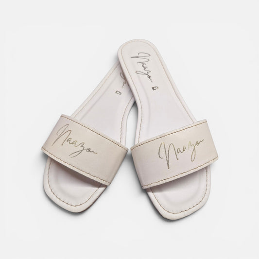 Naazo Signature Comfort Slides – Ivory Cream