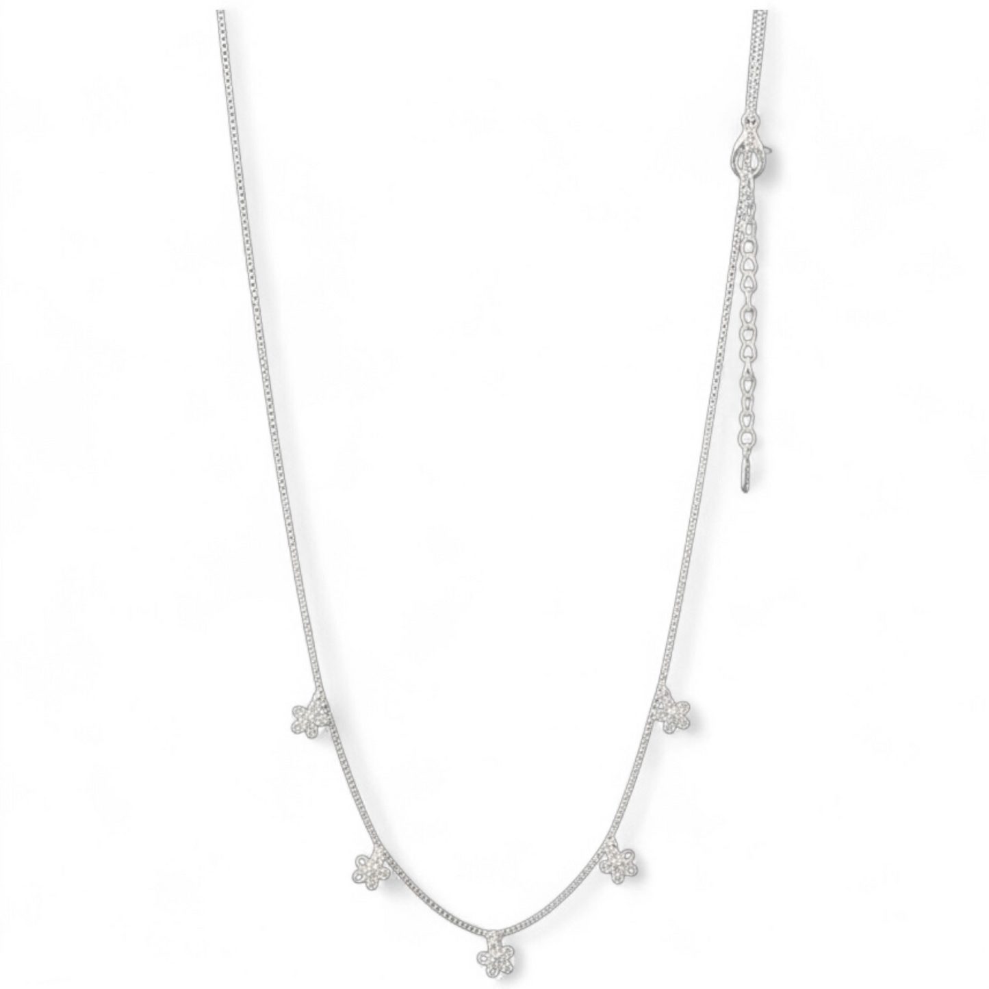 Delicate Silver Clover Charm Necklace