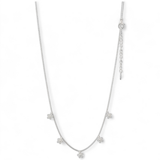 Delicate Silver Clover Charm Necklace