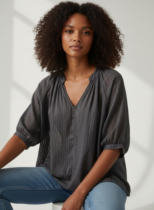 Textured Sheer Blouse with Inner Top