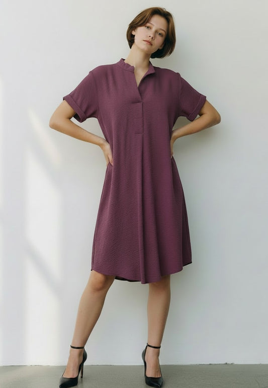 Effortless Style Shirt Dress – Maroon
