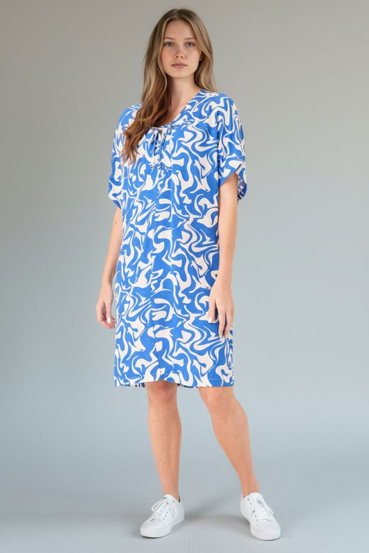 Blue and white summer dress