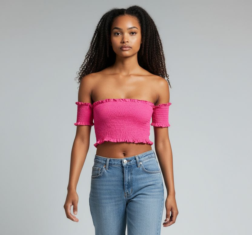 Pink Off-Shoulder Cropped Top