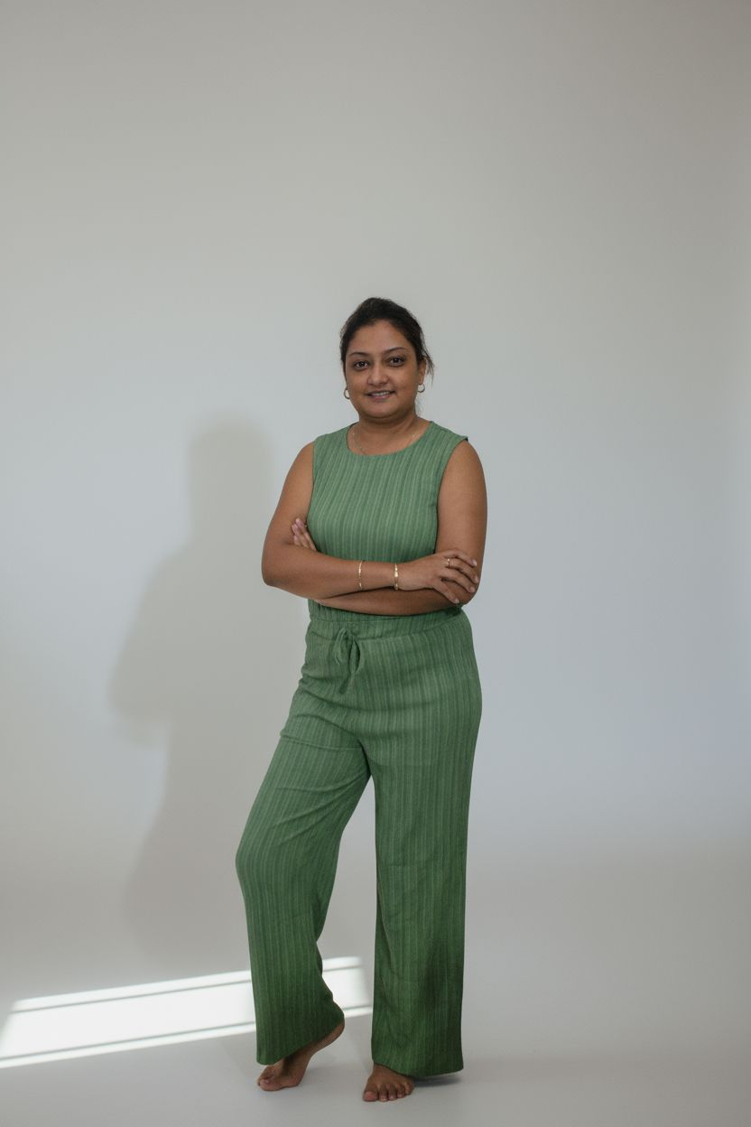 Green pants with elastic