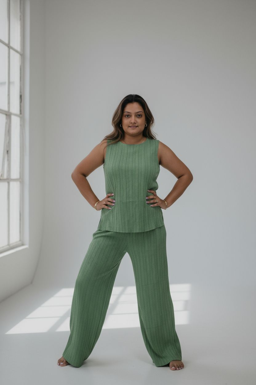 Sleeveless green top