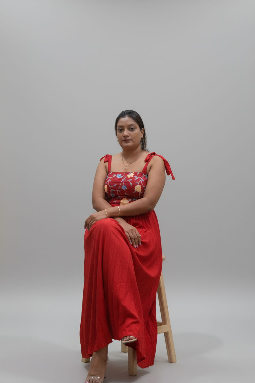 Long dress with pleats( Small cut)