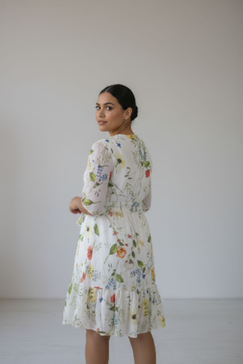 Cream and floral dress – Naazo Trading