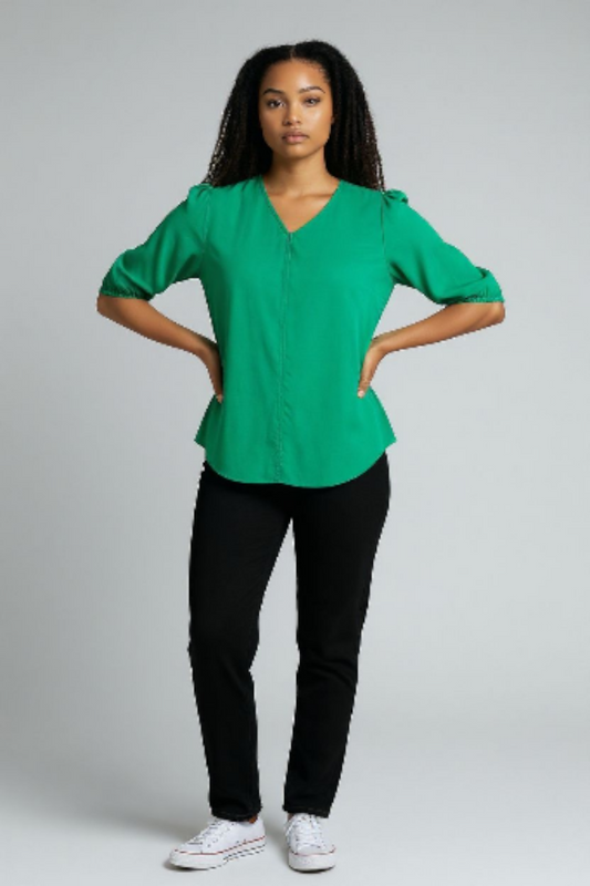 Plus size Vibrant Green V-neck Blouse