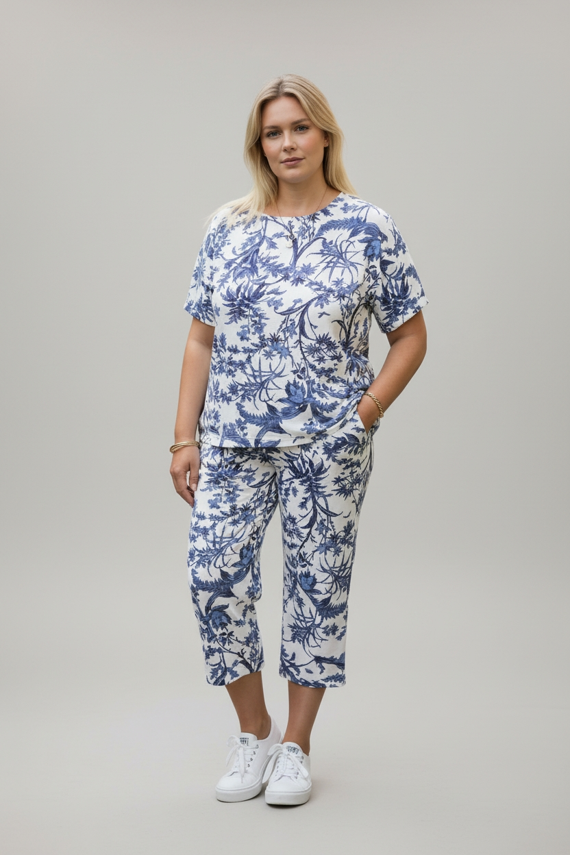 Blue and white Two Piece Set