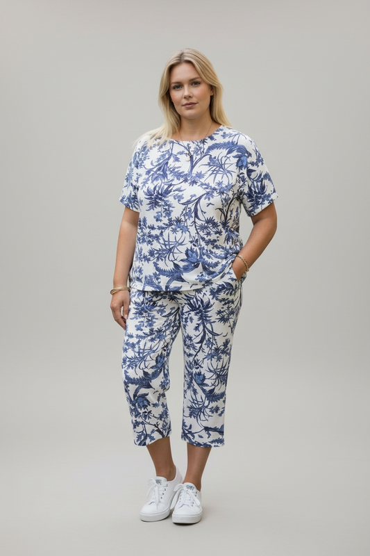 Blue and white Two Piece Set