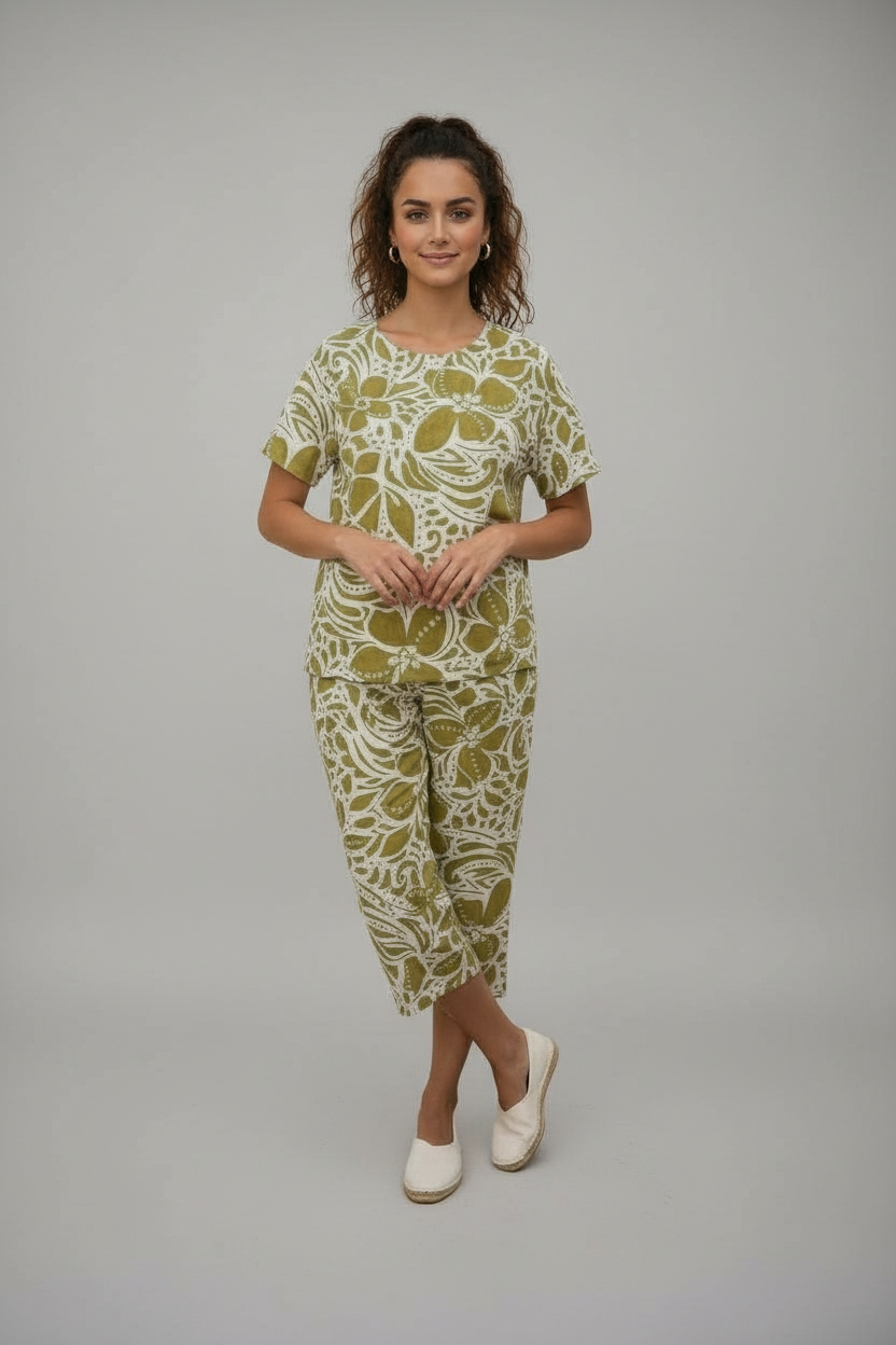 Green and White Two Piece Set