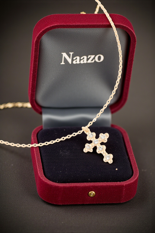 Gold-Tone Crystal Cross Necklace