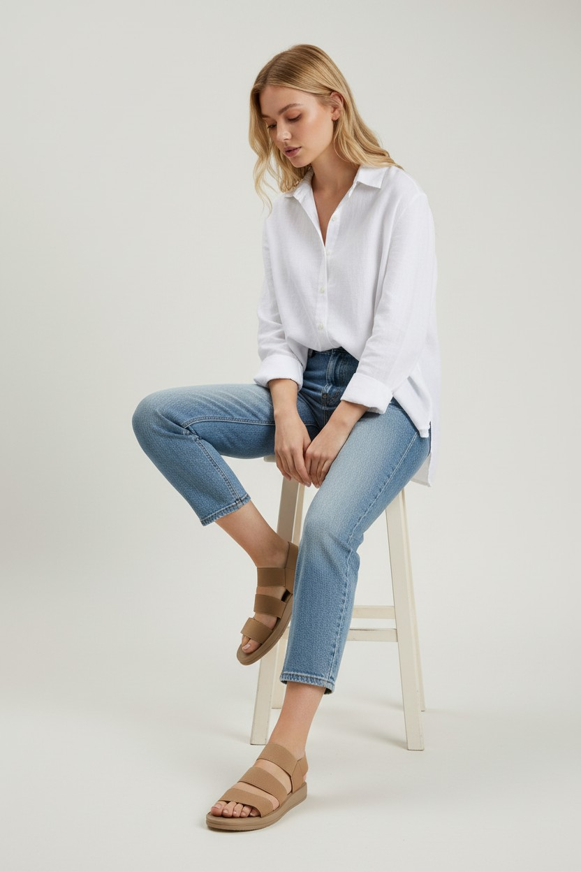 Tan Multi-Strap Comfort Sandals