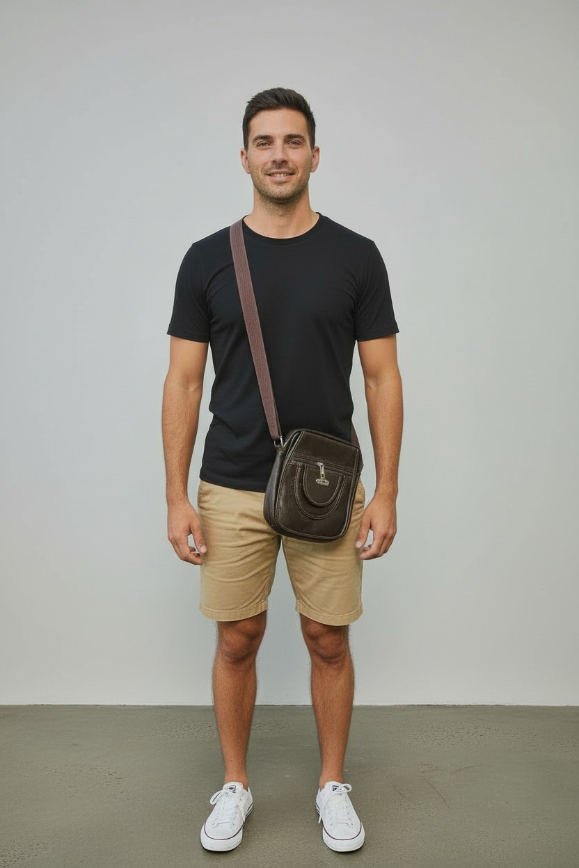 Multi-Size Mens wear Crossbody Bag – Brown