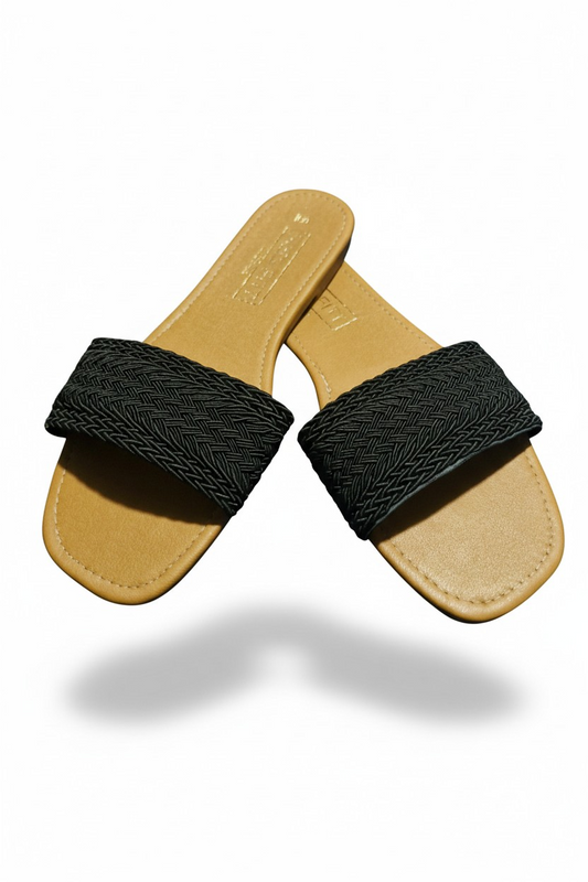 Classic woven slide sandal-Black
