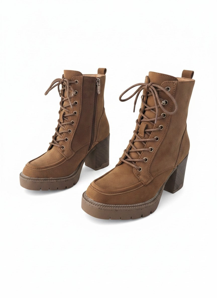 Women's Lace-Up Block Heel Ankle Boots