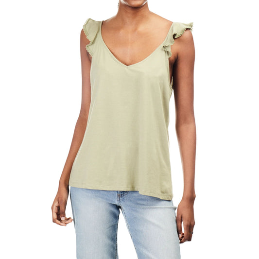 Khaki V Neck Top