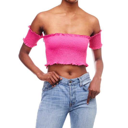 Pink Off-Shoulder Cropped Top