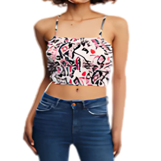 Abstract Print Cami Crop Co-Ord - Pink Multi