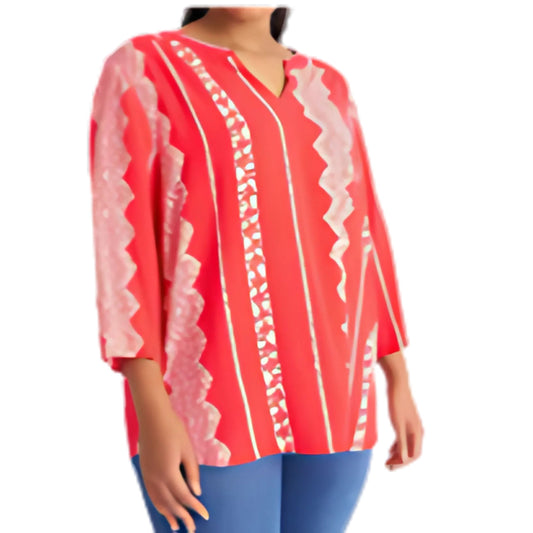 Red Graphic Print Blouse