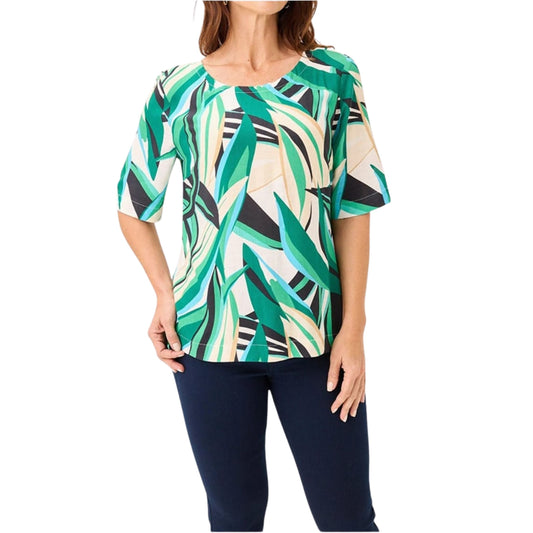 Green & Multi Graphic Blouse