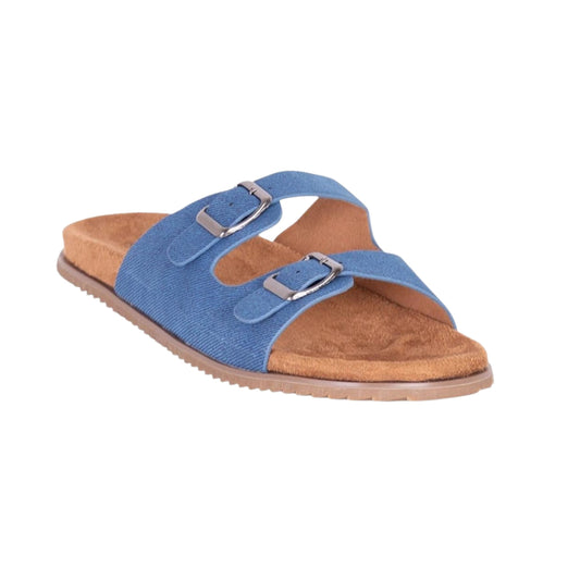 Blue Slip On Sandals