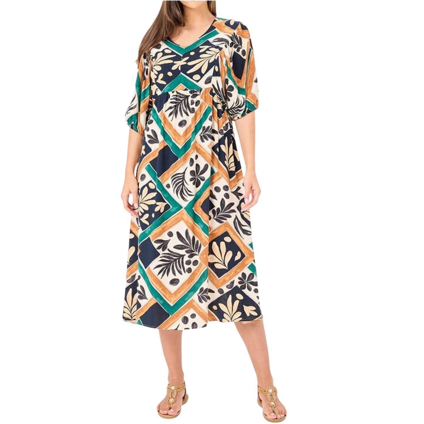 Multi Graphic Short Sleeve Dress