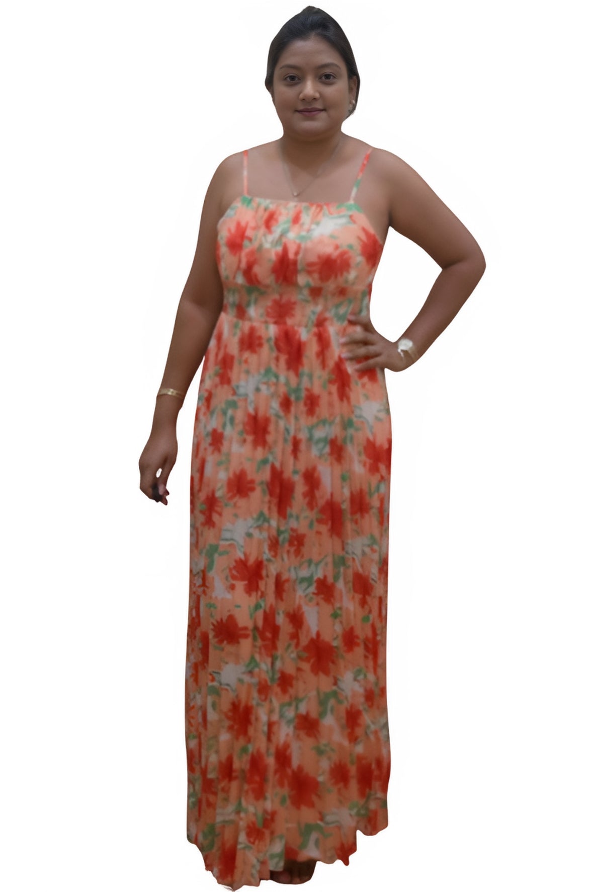 Long dress with pleats